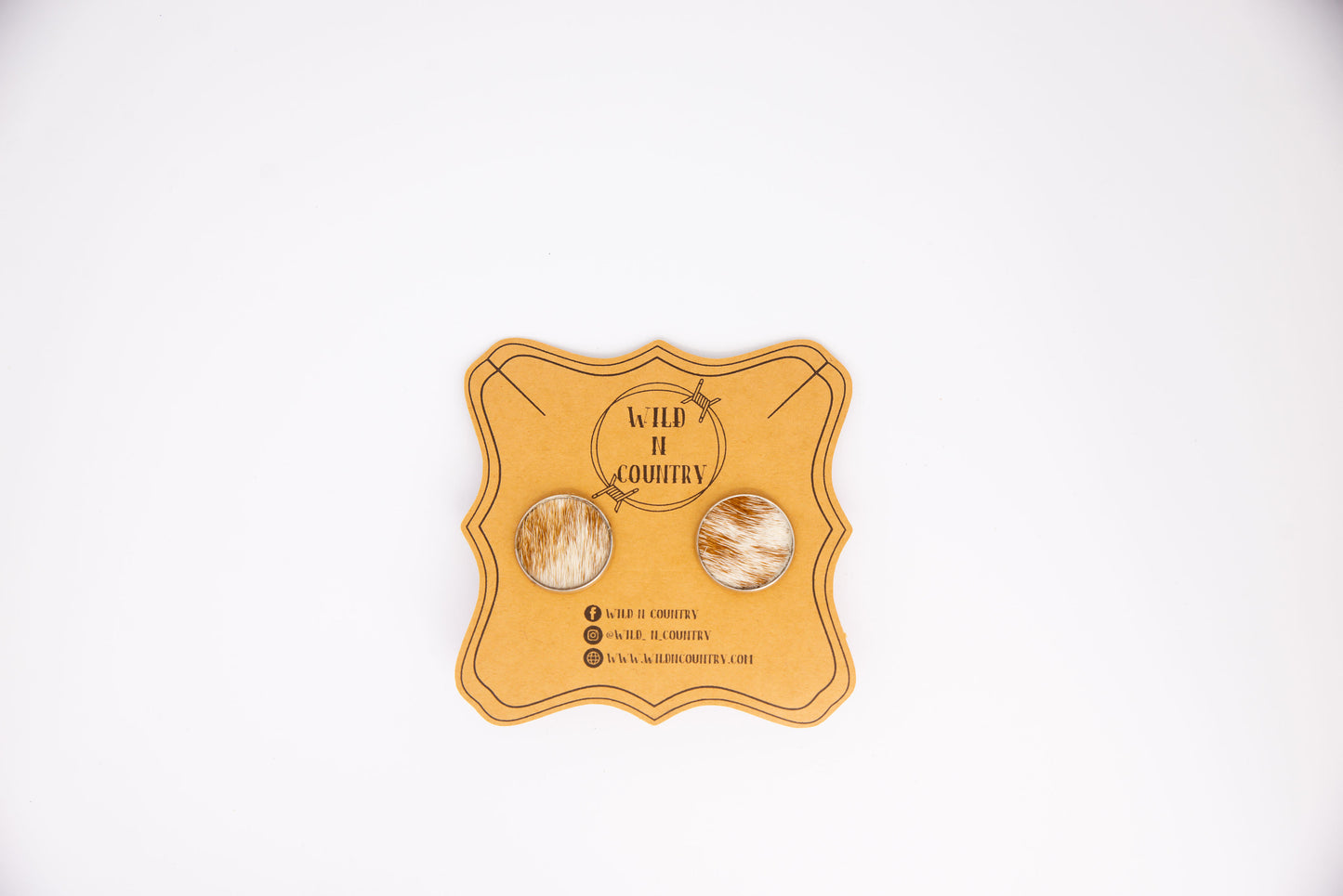 Cowhide Studs - Tan/White