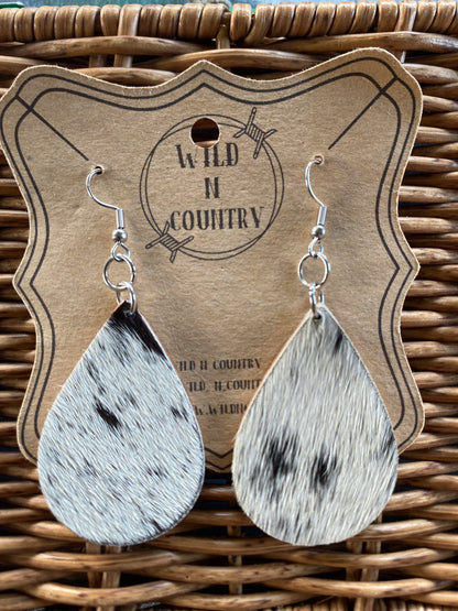 Cowhide Teardrop Earrings