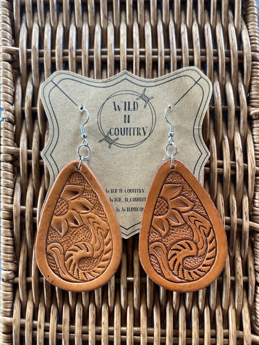 Tooled Pear Drop Earrings