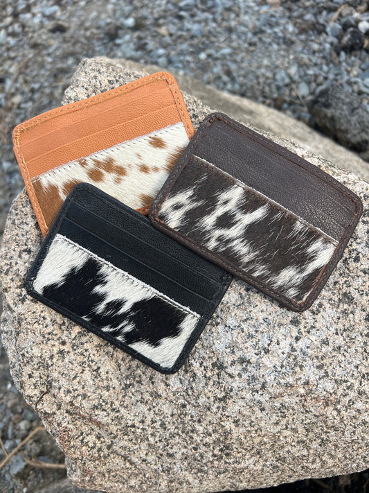 Kita Tooled Leather and Cowhide  card/coin holder