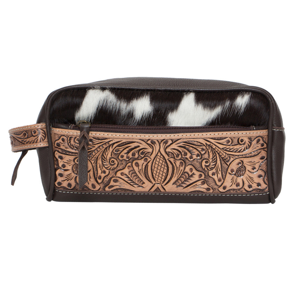 Tooling Leather Cowhide Toiletries Bag