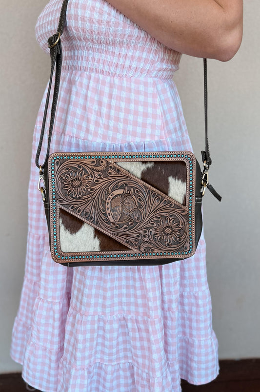 Ruby Cowhide & Tooled Leather Camera Bag