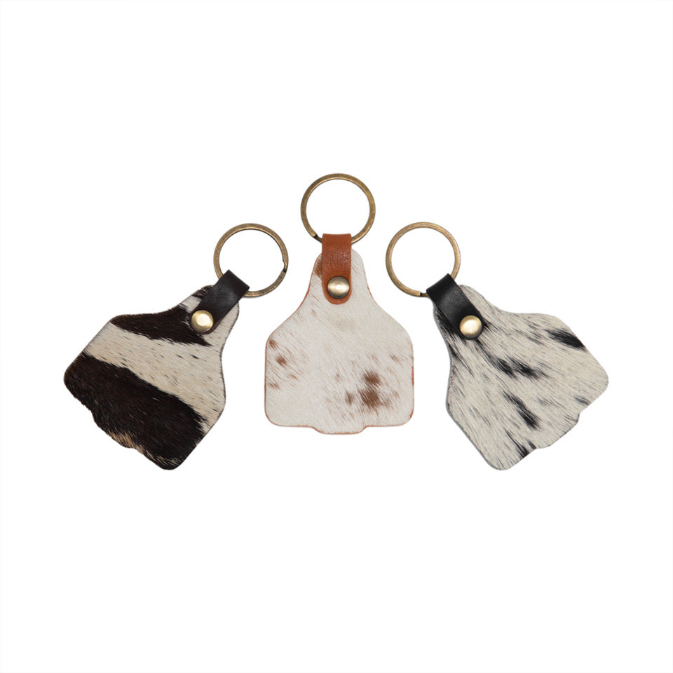 Cowhide Cattle Tag Keyring