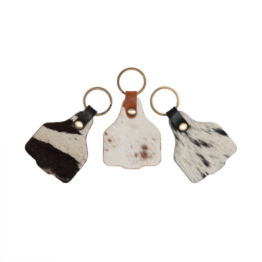 Cowhide Cattle Tag Keyring