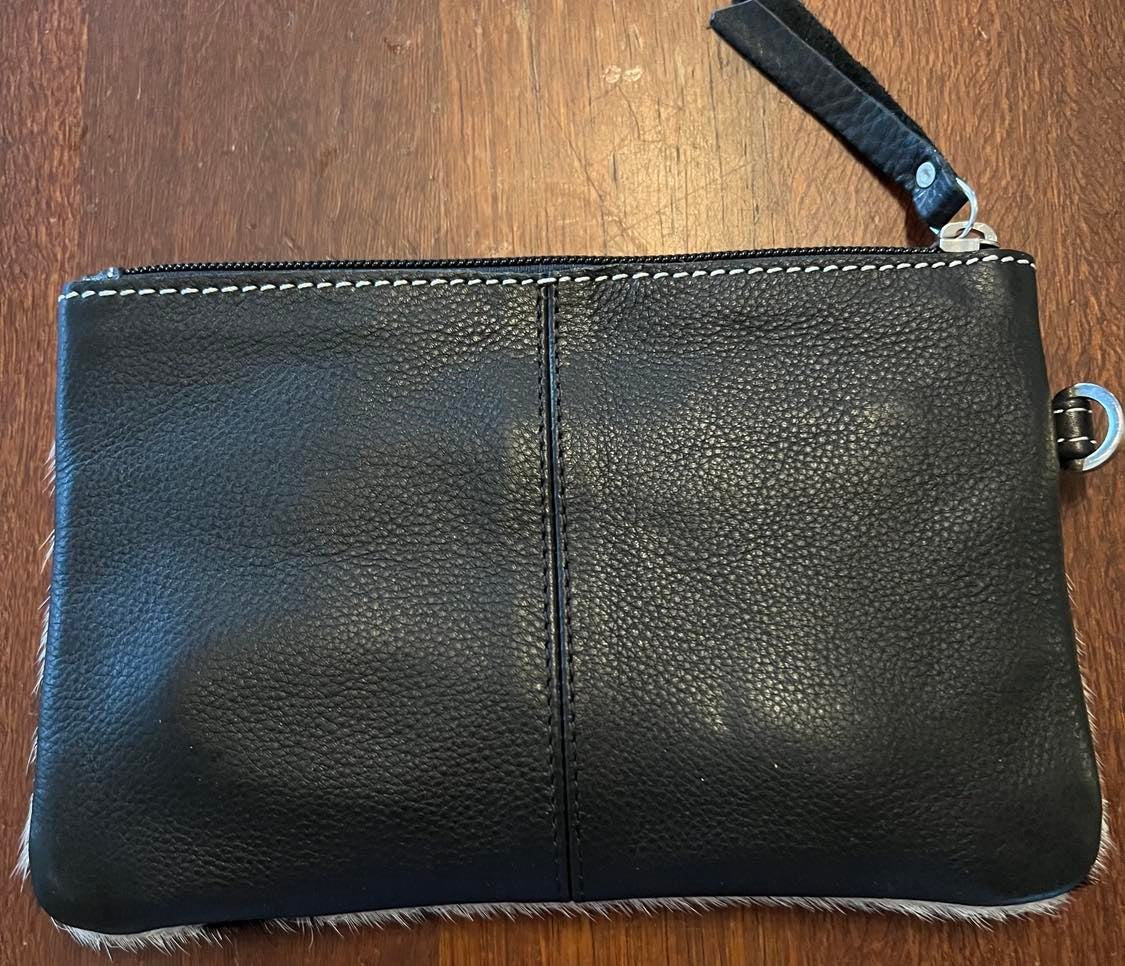 Anna Cowhide and Tooled Leather Clutch