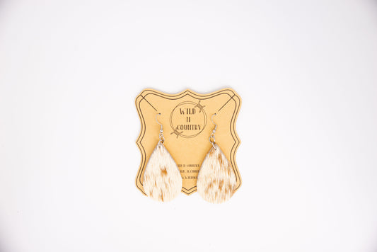 Cowhide Teardrop  Tan/White