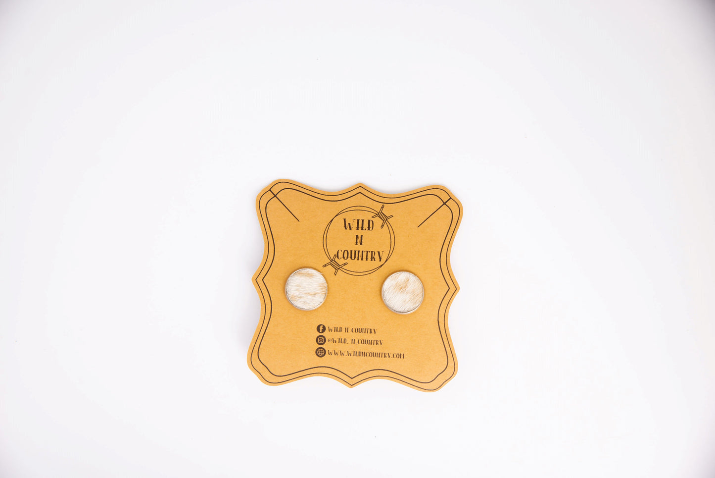 Cowhide Studs - Tan/White